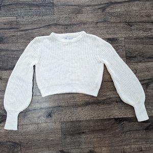 Express Small Cropped Cream Off White  Neutral Sweater Winter